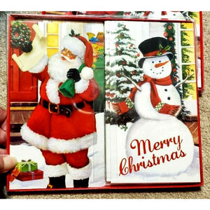 NEW 12 Count Vintage Santa Claus CHRISTMAS CARDS w/Envelopes Glitter 3.75" x 7"